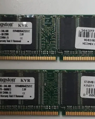 2 Kingston kvr PC3200 512MB ram ddr