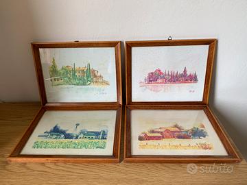 4 cornici in legno vintage