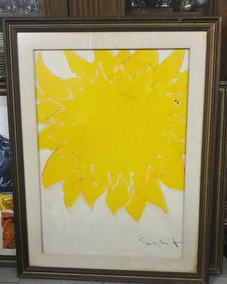 Mario Schifano quadro su tela Sole 80x60 Roma 1972