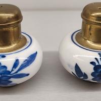 Coppia Sale e Pepe Ceramica Blu e ottone