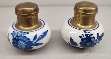 Coppia Sale e Pepe Ceramica Blu e ottone