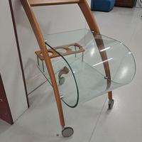 Carrello in vetro e legno