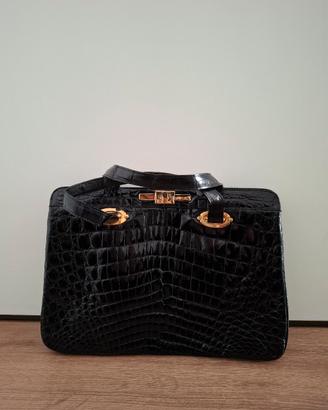 Borsa in coccodrillo nera