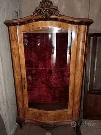 Mobile VETRINA CON TRE RIPIANI IN VETRO in radica