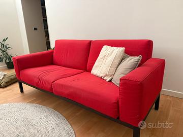 Divano 3 posti in tessuto rosso design anni 90