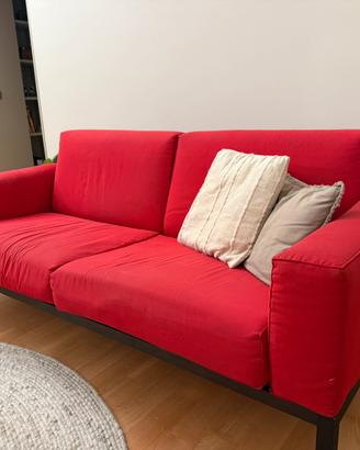 Divano 3 posti in tessuto rosso design anni 90