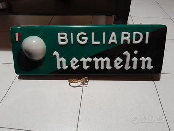 insegna luminosa vintage Bigliardi Hermelin 