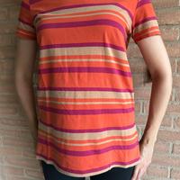 Maglietta donna,righe arancione, fucsia, Sisley,S