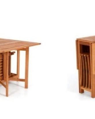 TAVOLO IN LEGNO PIEGHEVOLE CON SEDIE