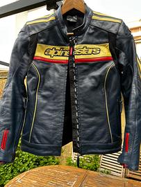 Giacca moto  Alpinestars Stella Dyno V2 pelle blu