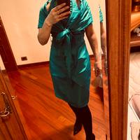 Tubino verde raso con coprispalle misura 44