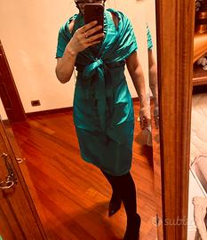 Tubino verde raso con coprispalle misura 44