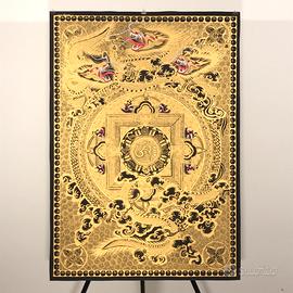 Thangka Yantra OM, 8 simboli di auspicio e draghi