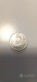 Moneta rara 5 lire 1955