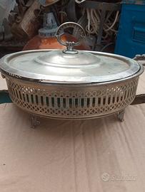 porta pirofila in metallo argentato