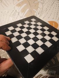 SCACCHIERA IN MARMO ARTIGIANALE CON INTARSI