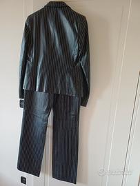 Tailler pantalone gessato in pelle nappa