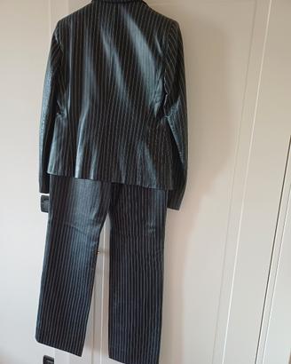 Tailler pantalone gessato in pelle nappa