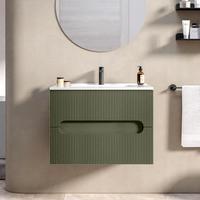 Mobile bagno sospeso 60 cm cannettato verde