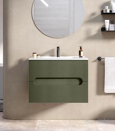 Mobile bagno sospeso 60 cm cannettato verde