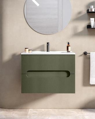 Mobile bagno sospeso 60 cm cannettato verde