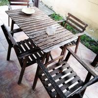 Set tavolo  grande + 4 sedie da giardino legno 