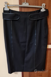 Gonna alta moda in panno e pelle Escada