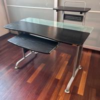 Scrivania porta PC in legno e vetro – 115x60x75 cm