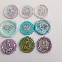 set 9 sigilli ceralacca magia e cristalli 