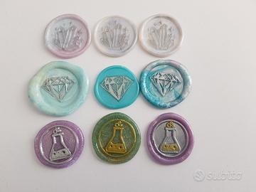 set 9 sigilli ceralacca magia e cristalli 