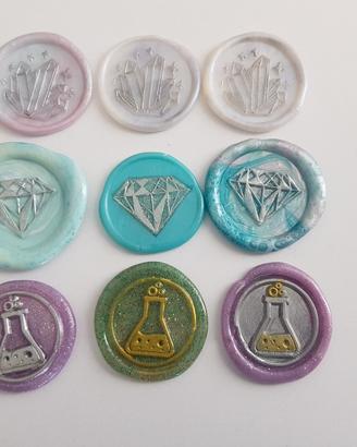 set 9 sigilli ceralacca magia e cristalli 