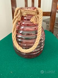 Vaso rosa in vetro tipo Decò