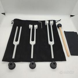Set 3 Diapason C 128 256 512 Hz con Custodia Nera