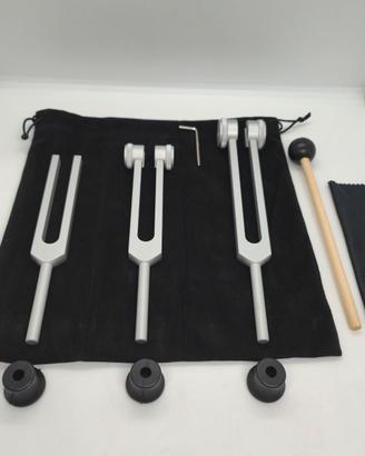Set 3 Diapason C 128 256 512 Hz con Custodia Nera