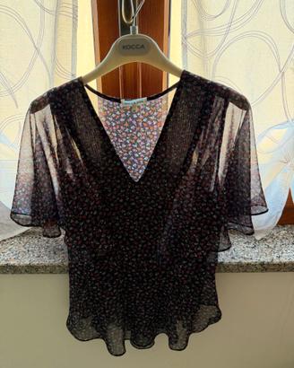 Blusa Kocca Jeans floreale nera taglia M