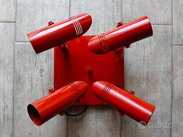 lampadario rosso space ace con 4 faretti spot