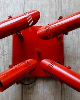 lampadario rosso space ace con 4 faretti spot