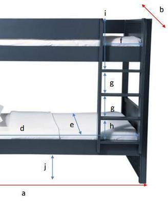Letto a castello newport grigio con materassi