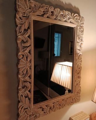 Specchio legno intagliato mango 57x78 etnico chic