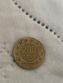Rara moneta da 200 lire del 1977