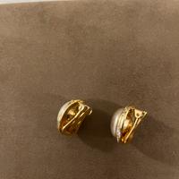 Orecchini Clip con Perla e Strass Dorati
