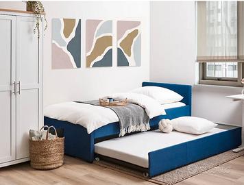 Letto blu con secondo letto estraibile