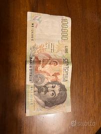 Banconota 100.000 lire Caravaggio originale