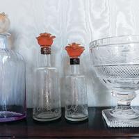 Set Vasi Vintage Bottiglie Vetro e Coppa Cristallo