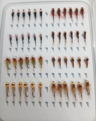 48 mosche artificiali ninfe tungsteno pesca