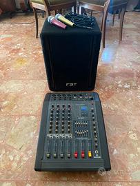 Mixer amplificato + cassa FBT D-10 + 2 microfoni