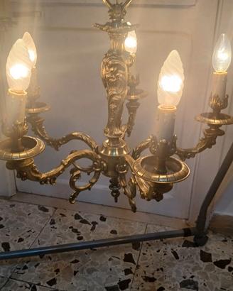 Lampadario ottone 