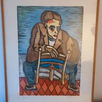 quadro xilografia Serafini 79 artista italiano ann