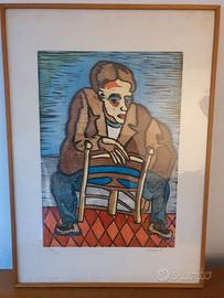 quadro xilografia Serafini 79 artista italiano ann