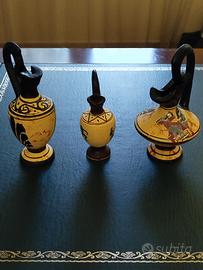 Antico set di 3 vasi ceramica culis Grecia anni 60